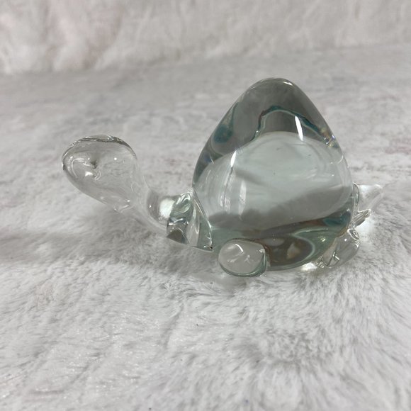 Vintage Art Glass Blown Glass paperweight Turtle clear - Picture 3 of 9